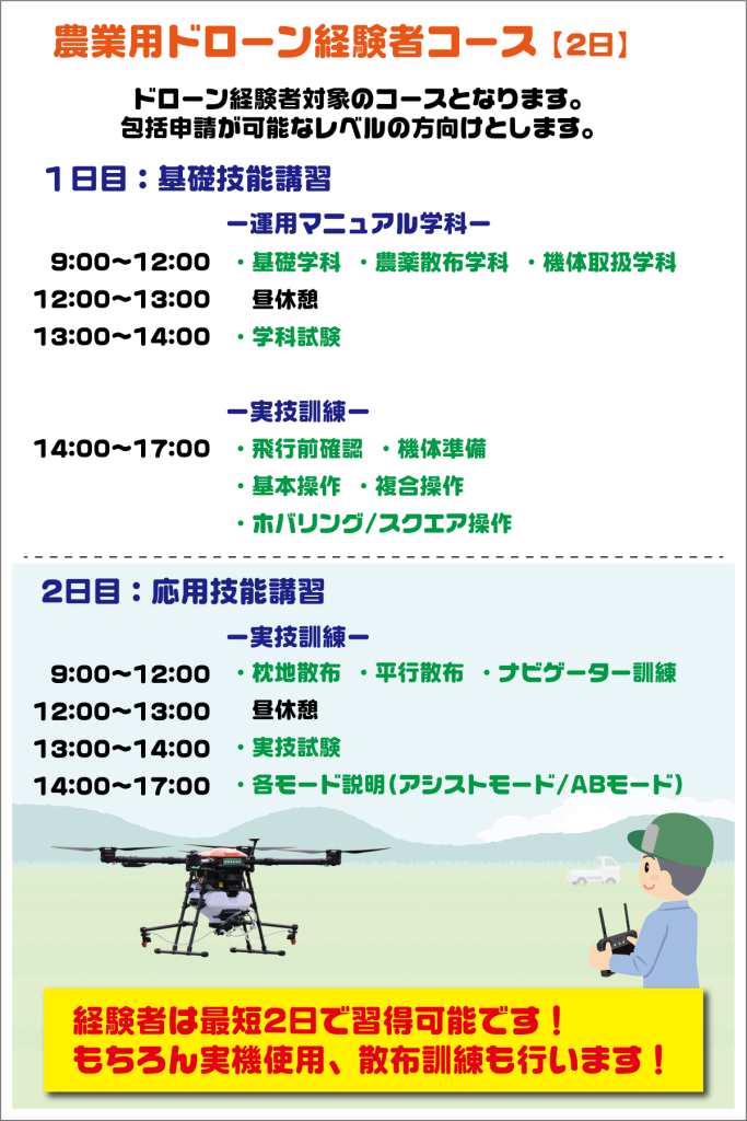 農業用ドローン経験者コース